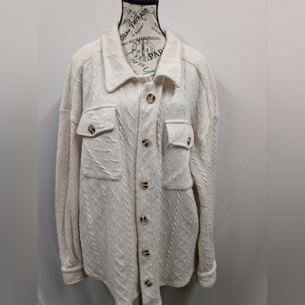 Women's Cream Button-Up Jacket